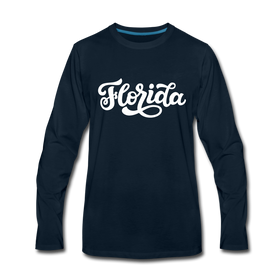 Florida Long Sleeve T-Shirt - Hand Lettered Unisex Florida Long Sleeve Shirt - deep navy
