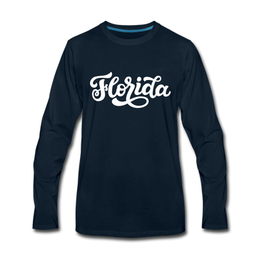 Florida Long Sleeve T-Shirt - Hand Lettered Unisex Florida Long Sleeve Shirt - deep navy