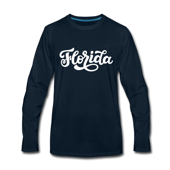Florida Long Sleeve T-Shirt - Hand Lettered Unisex Florida Long Sleeve Shirt - deep navy
