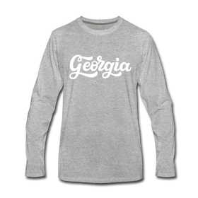 Georgia Long Sleeve T-Shirt - Hand Lettered Unisex Georgia Long Sleeve Shirt - heather gray