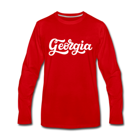 Georgia Long Sleeve T-Shirt - Hand Lettered Unisex Georgia Long Sleeve Shirt - red