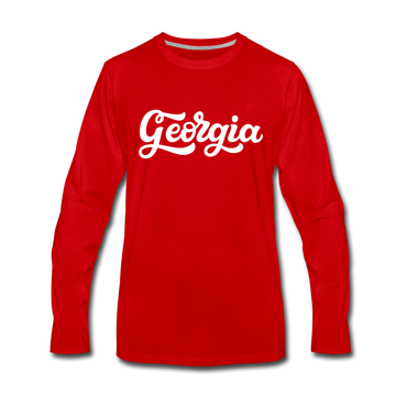 Georgia Long Sleeve T-Shirt - Hand Lettered Unisex Georgia Long Sleeve Shirt - red