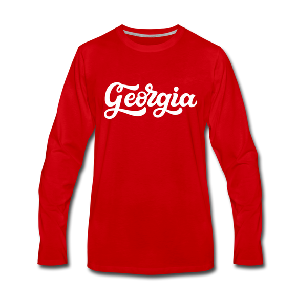 Georgia Long Sleeve T-Shirt - Hand Lettered Unisex Georgia Long Sleeve Shirt - red