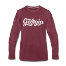 Georgia Long Sleeve T-Shirt - Hand Lettered Unisex Georgia Long Sleeve Shirt - heather burgundy