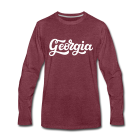 Georgia Long Sleeve T-Shirt - Hand Lettered Unisex Georgia Long Sleeve Shirt - heather burgundy