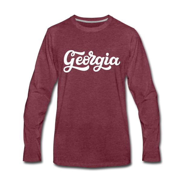 Georgia Long Sleeve T-Shirt - Hand Lettered Unisex Georgia Long Sleeve Shirt - heather burgundy