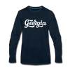 Georgia Long Sleeve T-Shirt - Hand Lettered Unisex Georgia Long Sleeve Shirt - deep navy