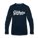 Georgia Long Sleeve T-Shirt - Hand Lettered Unisex Georgia Long Sleeve Shirt - deep navy
