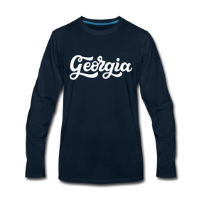 Georgia Long Sleeve T-Shirt - Hand Lettered Unisex Georgia Long Sleeve Shirt - deep navy