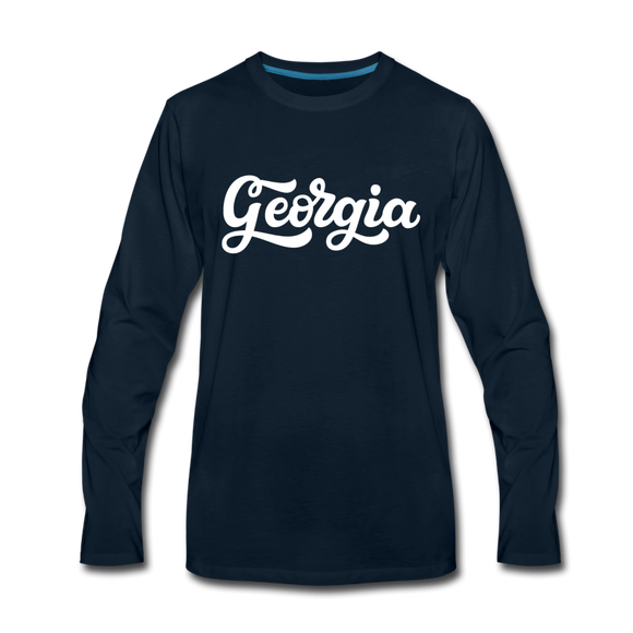Georgia Long Sleeve T-Shirt - Hand Lettered Unisex Georgia Long Sleeve Shirt - deep navy