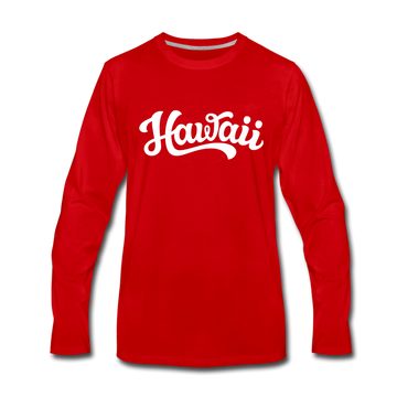 Hawaii Long Sleeve T-Shirt - Hand Lettered Unisex Hawaii Long Sleeve Shirt - red