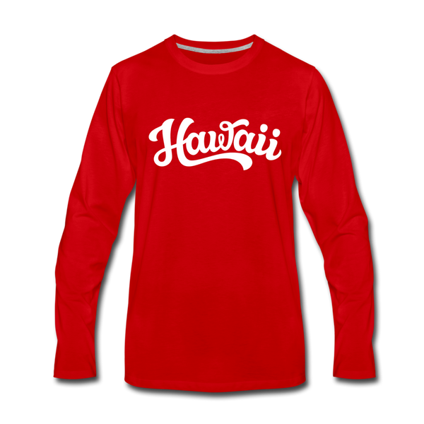 Hawaii Long Sleeve T-Shirt - Hand Lettered Unisex Hawaii Long Sleeve Shirt - red
