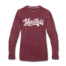 Hawaii Long Sleeve T-Shirt - Hand Lettered Unisex Hawaii Long Sleeve Shirt - heather burgundy