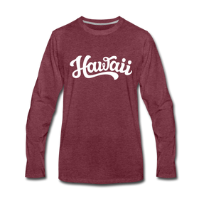 Hawaii Long Sleeve T-Shirt - Hand Lettered Unisex Hawaii Long Sleeve Shirt - heather burgundy