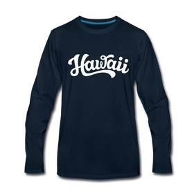 Hawaii Long Sleeve T-Shirt - Hand Lettered Unisex Hawaii Long Sleeve Shirt - deep navy