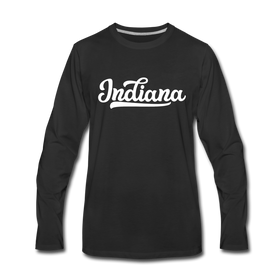 Indiana Long Sleeve T-Shirt - Hand Lettered Unisex Indiana Long Sleeve Shirt - black