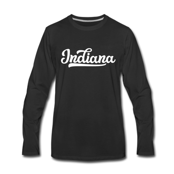 Indiana Long Sleeve T-Shirt - Hand Lettered Unisex Indiana Long Sleeve Shirt - black
