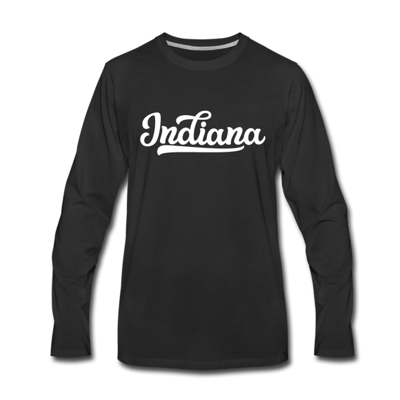 Indiana Long Sleeve T-Shirt - Hand Lettered Unisex Indiana Long Sleeve Shirt - black