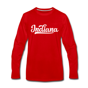 Indiana Long Sleeve T-Shirt - Hand Lettered Unisex Indiana Long Sleeve Shirt - red