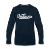 Indiana Long Sleeve T-Shirt - Hand Lettered Unisex Indiana Long Sleeve Shirt - deep navy