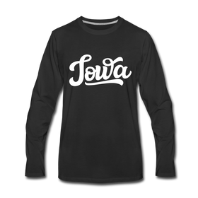 Iowa Long Sleeve T-Shirt - Hand Lettered Unisex Iowa Long Sleeve Shirt - black