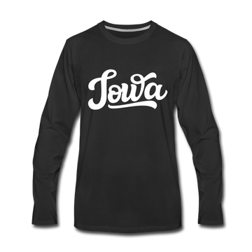 Iowa Long Sleeve T-Shirt - Hand Lettered Unisex Iowa Long Sleeve Shirt - black