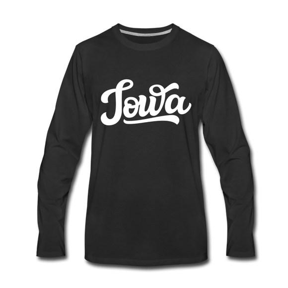 Iowa Long Sleeve T-Shirt - Hand Lettered Unisex Iowa Long Sleeve Shirt - black
