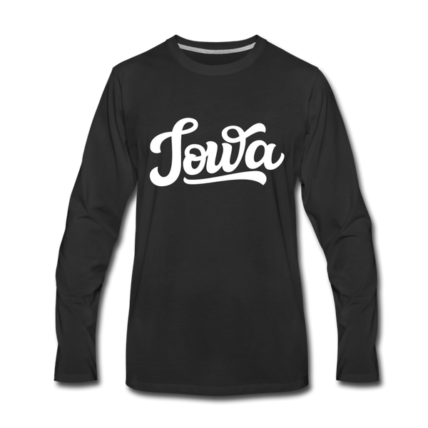 Iowa Long Sleeve T-Shirt - Hand Lettered Unisex Iowa Long Sleeve Shirt - black
