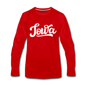 Iowa Long Sleeve T-Shirt - Hand Lettered Unisex Iowa Long Sleeve Shirt - red