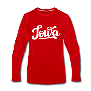 Iowa Long Sleeve T-Shirt - Hand Lettered Unisex Iowa Long Sleeve Shirt - red