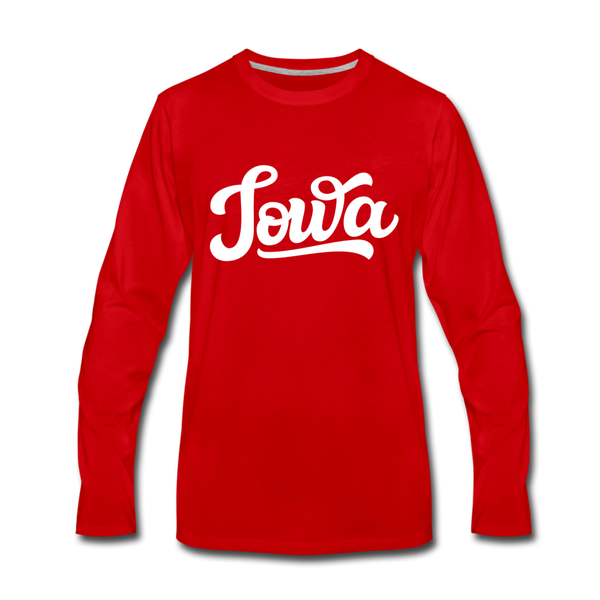 Iowa Long Sleeve T-Shirt - Hand Lettered Unisex Iowa Long Sleeve Shirt - red