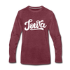 Iowa Long Sleeve T-Shirt - Hand Lettered Unisex Iowa Long Sleeve Shirt - heather burgundy