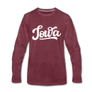 Iowa Long Sleeve T-Shirt - Hand Lettered Unisex Iowa Long Sleeve Shirt - heather burgundy