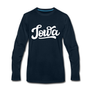 Iowa Long Sleeve T-Shirt - Hand Lettered Unisex Iowa Long Sleeve Shirt - deep navy