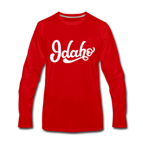 Idaho Long Sleeve T-Shirt - Hand Lettered Unisex Idaho Long Sleeve Shirt - red