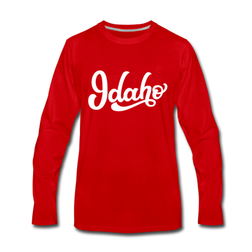 Idaho Long Sleeve T-Shirt - Hand Lettered Unisex Idaho Long Sleeve Shirt - red