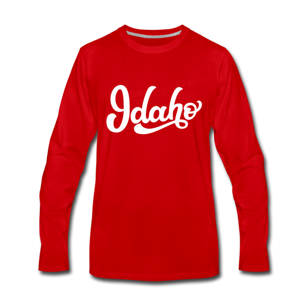 Idaho Long Sleeve T-Shirt - Hand Lettered Unisex Idaho Long Sleeve Shirt - red