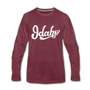 Idaho Long Sleeve T-Shirt - Hand Lettered Unisex Idaho Long Sleeve Shirt - heather burgundy
