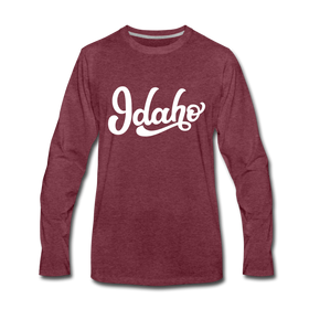 Idaho Long Sleeve T-Shirt - Hand Lettered Unisex Idaho Long Sleeve Shirt - heather burgundy