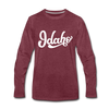 Idaho Long Sleeve T-Shirt - Hand Lettered Unisex Idaho Long Sleeve Shirt - heather burgundy