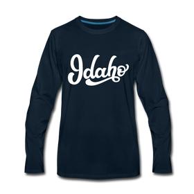 Idaho Long Sleeve T-Shirt - Hand Lettered Unisex Idaho Long Sleeve Shirt - deep navy