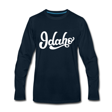 Idaho Long Sleeve T-Shirt - Hand Lettered Unisex Idaho Long Sleeve Shirt - deep navy