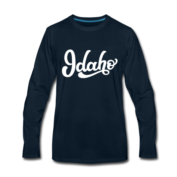Idaho Long Sleeve T-Shirt - Hand Lettered Unisex Idaho Long Sleeve Shirt - deep navy