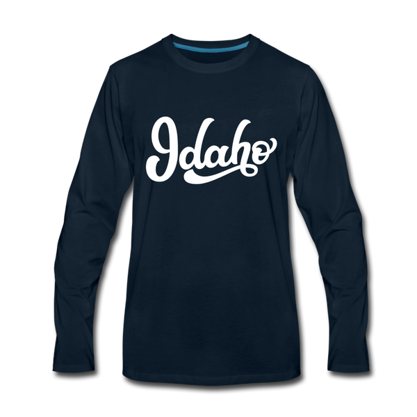 Idaho Long Sleeve T-Shirt - Hand Lettered Unisex Idaho Long Sleeve Shirt - deep navy