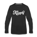 Illinois Long Sleeve T-Shirt - Hand Lettered Unisex Illinois Long Sleeve Shirt - black