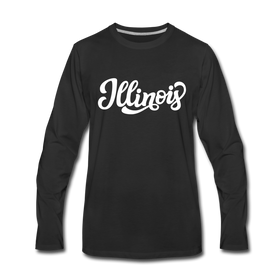 Illinois Long Sleeve T-Shirt - Hand Lettered Unisex Illinois Long Sleeve Shirt - black