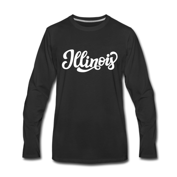 Illinois Long Sleeve T-Shirt - Hand Lettered Unisex Illinois Long Sleeve Shirt - black