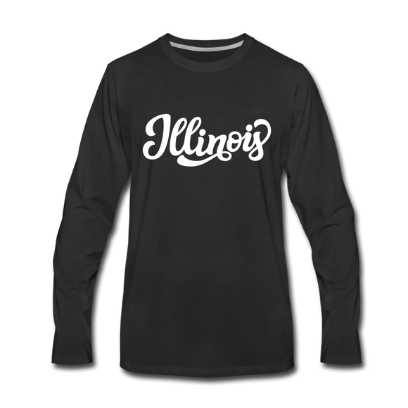 Illinois Long Sleeve T-Shirt - Hand Lettered Unisex Illinois Long Sleeve Shirt - black