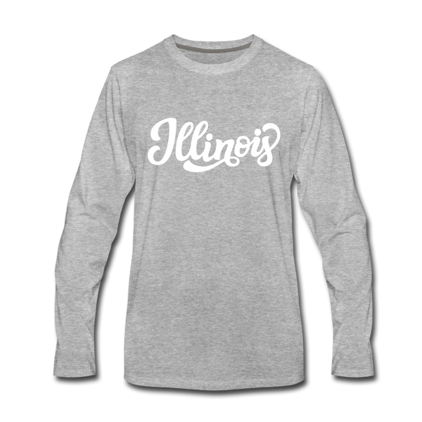 Illinois Long Sleeve T-Shirt - Hand Lettered Unisex Illinois Long Sleeve Shirt - heather gray