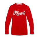 Illinois Long Sleeve T-Shirt - Hand Lettered Unisex Illinois Long Sleeve Shirt - red